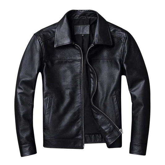 Black Quilted Leather Jacket Men Genuine Cow Leather Coat Winter Casual Mens Jackets Autumn Slim Fit Overcoat Male Clothes