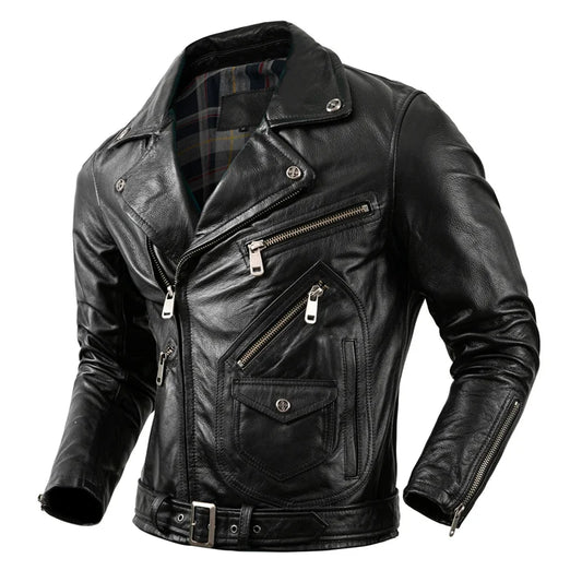 Motorcycle Clothing Mens Real Cowhide Leather Jacket Men's Riding Jacket Autumn Coats for Men Biker Jacket