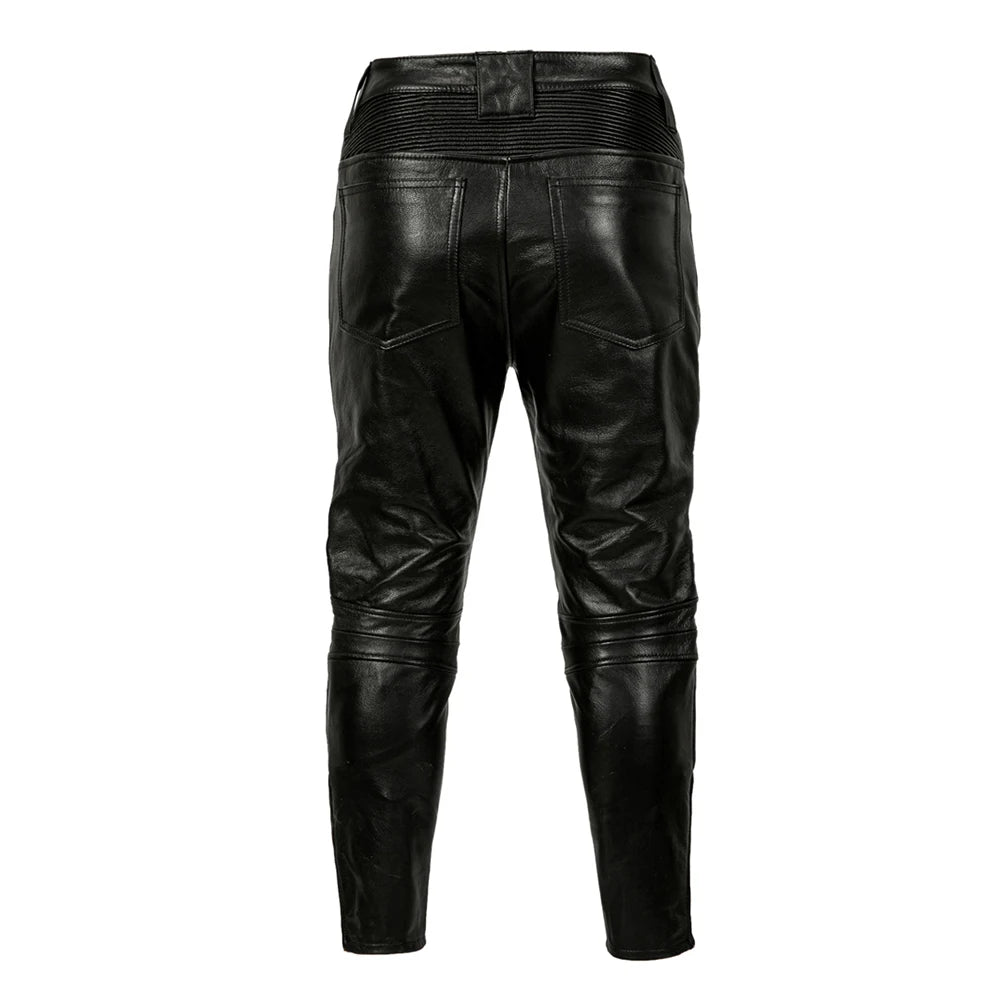 Protectors Motorcycle Pants Real Cowhide Men Leather Trousers Fashion Motor Riding Leather Pants Autumn