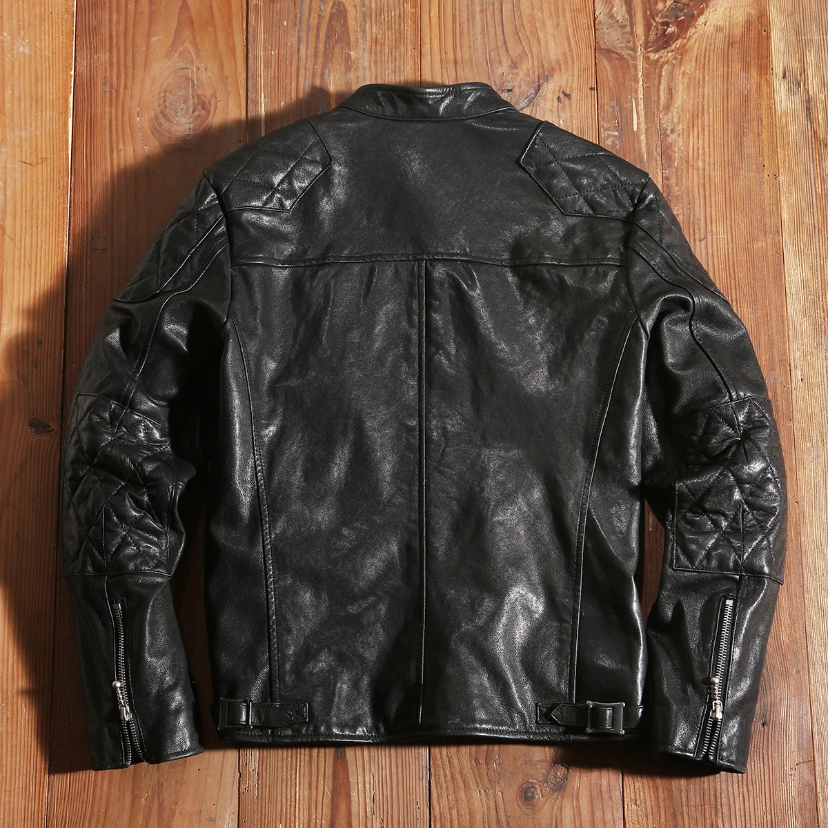 New Black  Motorcycle Biker Leather Jacket Genuine Leather Spring and Autumn Coat Slim Quality Sheepskin Soft Clothes