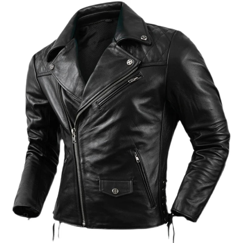 Protectors Motorcycle Biker Jackets Cowhide Clothing Men Leather Jacket Men's Riding Genuine Leather Coats Cow Leather Jackets