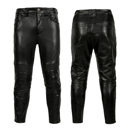 Protectors Motorcycle Pants Real Cowhide Men Leather Trousers Fashion Motor Riding Leather Pants Autumn