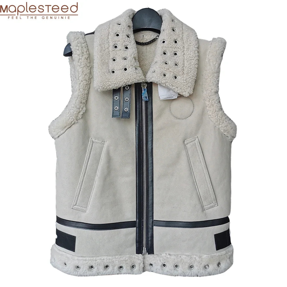 CLEARANCE Super Factory Quality Thick Warm Shearling Vest 100% Sheep Fur Vests Women Waistcoat M497