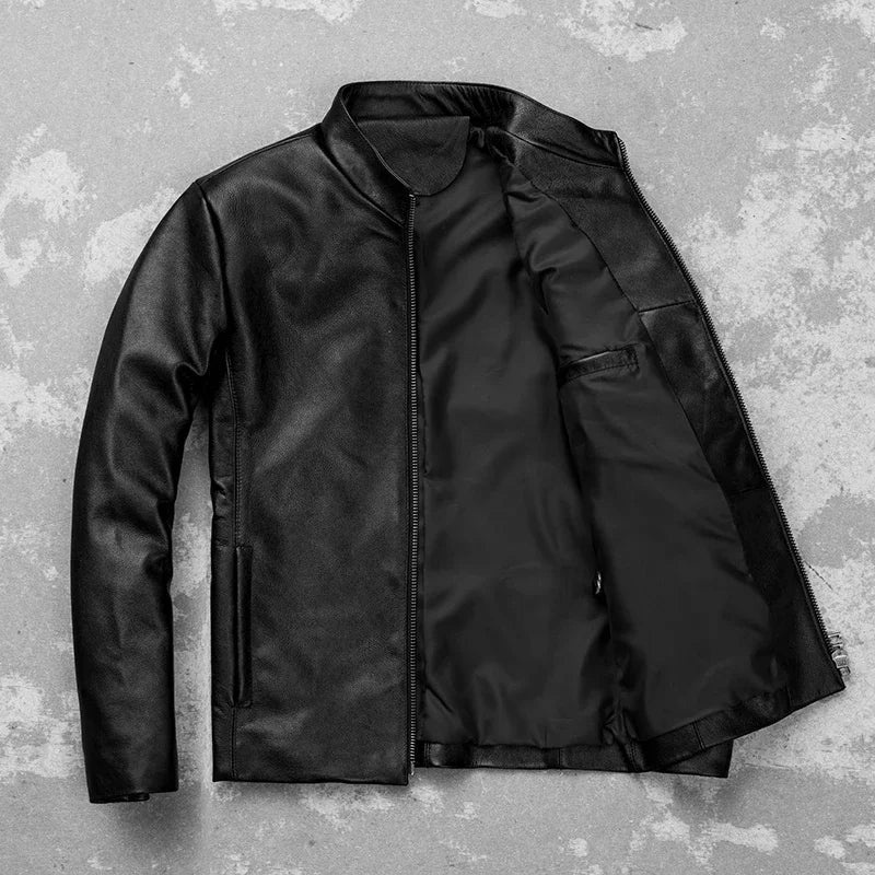 Men Leather Jacket Thin Soft Genuine Cowhide Leather Mens Leather Jackets Spring Coat For Men Jaquetas Masculina De Couro