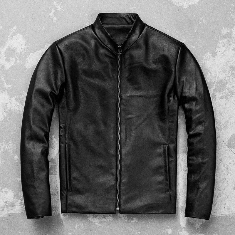 Men Leather Jacket Thin Soft Genuine Cowhide Leather Mens Leather Jackets Spring Coat For Men Jaquetas Masculina De Couro