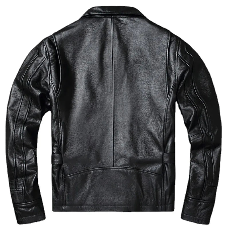 Men Cowhide Coat Vintage Men Leather Jacket Genuine Leather Clothes Men's Winter Jacket Motorcycle Biker Jackets