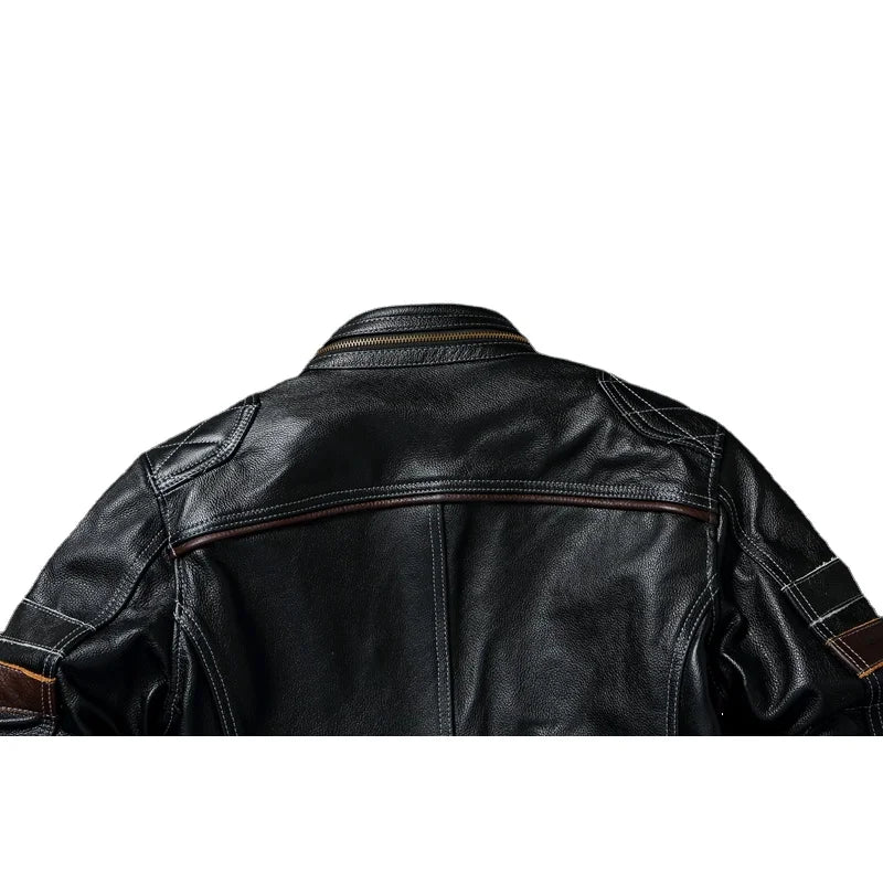 Motorcycle Jackets Protectives Men Leather Jacket Genuine Cowhide Motor Biker Coat Riding Clothes Chaquetas Cuero Para Hombre