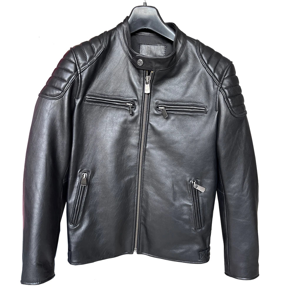 New Sheepskin Leather Jacket Men Motorcycle Biker Spring Natural Genuine Leather Jackets Slim Short Coat Soft Leather Jacket Men