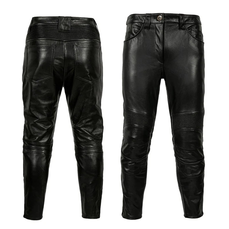 Protectors Motorcycle Pants Real Cowhide Men Leather Trousers Fashion Motor Riding Leather Pants Autumn