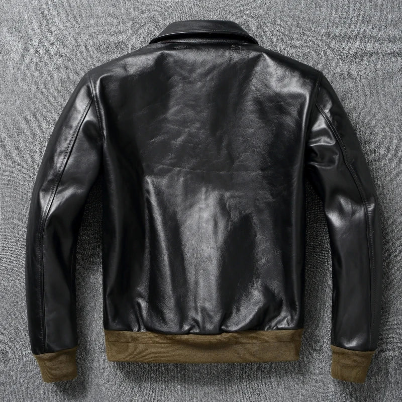 Classic A2 Genuine Horsehide Flight Suit Jacket Aviator Coats Genuine Leather Jacket Men Motorcycle Jackets Autumn 가죽점퍼