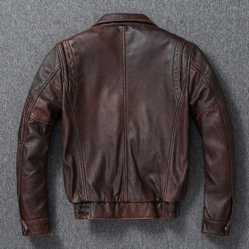 Vintage Genuine Leather Jacket Men Real Cowhide Air Force Flight Suit A2 Pilot Jacket Bomber Jacket Jaquetas Masculina De Couro