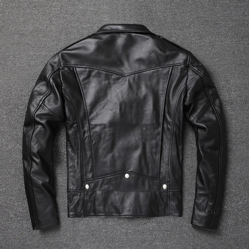 Mens Leather Jacket Soft Sheepskin Cow Leather Jacktes for Men Motorcycle Style Biker Coat Autumn Chaqueta De Cuero Para Hombre