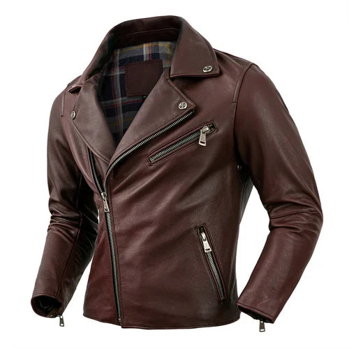 Motorcycle Clothing Thick First Layer Natural Cowhide Genuine Leather Jacket Men Motor Riding Coat Autumn Biker Clothes