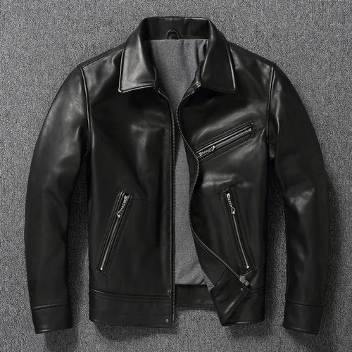 Motorcycle Jacket Mulholland Leather Jacket Men First Layer Cow Leather Coat Men Slim Biker Jacket Autumn Motor Rider Jacket