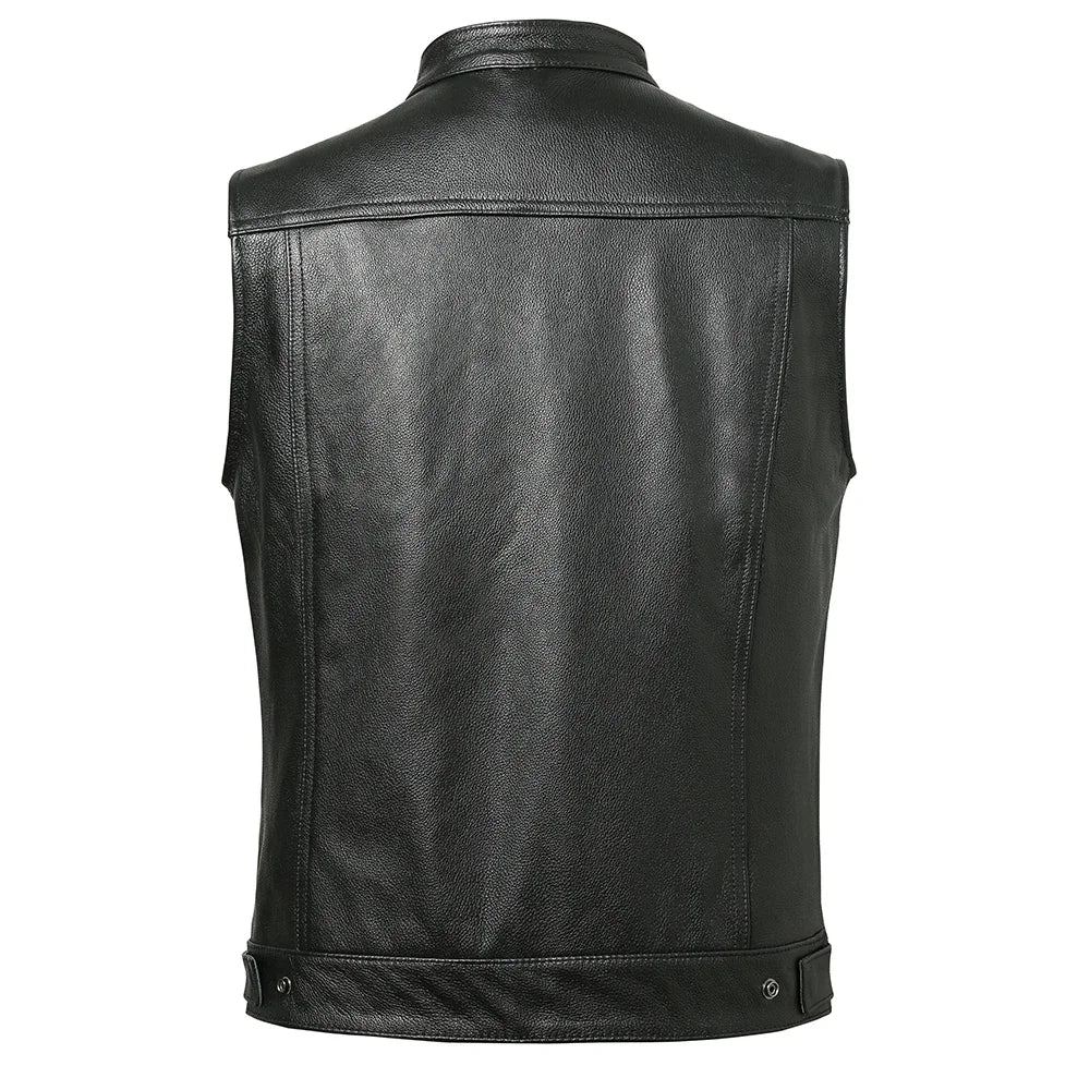 Classical Motorcycle Biker Leather Vest Men Genuine Leather Sleeveless Jackets 100% REAL Cowhide/Sheepskin Asian Size S-6XL M232