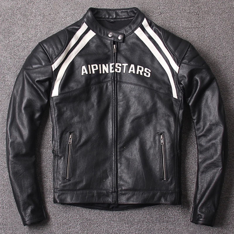 Road Riding Motorcycle Genuine Leather Jacket for Men Protective Gear Man Cowhide Jackets Biker Man Clothing Racer Coat