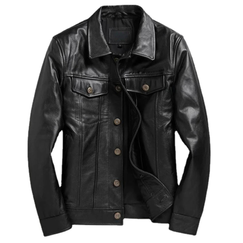 Classic 507 Style Casual Men Leather Jacket Slim Fit Real Leather Coat Mens Jacket Autumn Clothes Asian Size Jaqueta De Couro