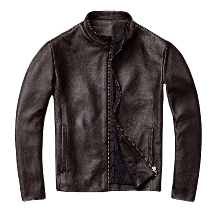 Men Leather Jacket Thin Soft Genuine Cowhide Leather Mens Leather Jackets Spring Coat For Men Jaquetas Masculina De Couro