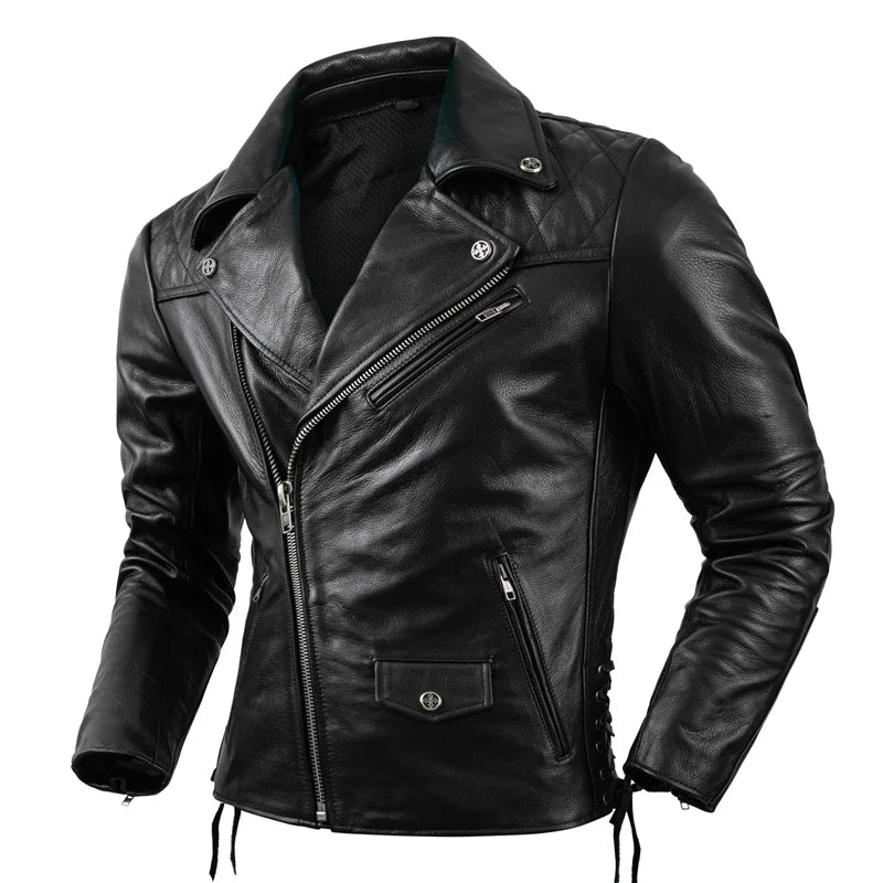 Protectors Motorcycle Biker Jackets Cowhide Clothing Men Leather Jacket Men's Riding Genuine Leather Coats Cow Leather Jackets