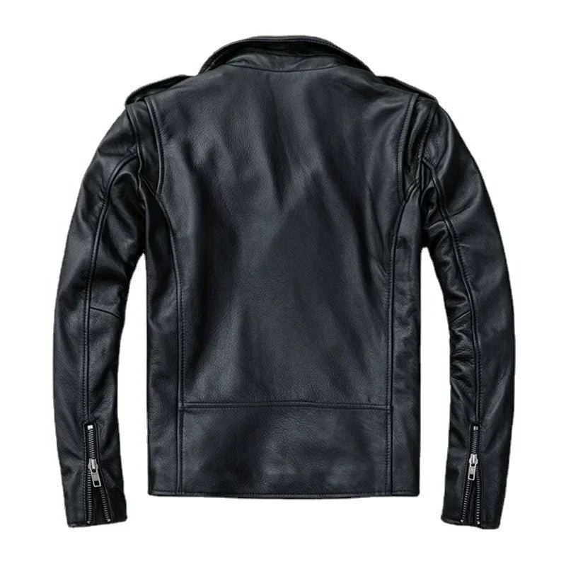 Classical Motorcycle Jackets Men Leather Jacket 100% Natural Cowhide Thick Moto Jacket Winter Biker Clothes Slim Coats M192