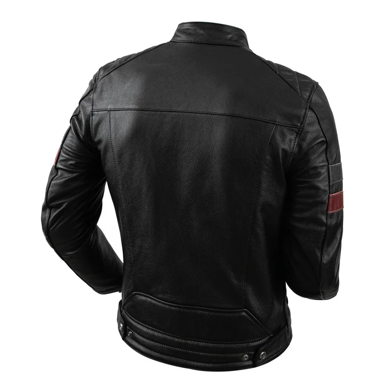 Protectors Motorcycle Jackets Cowhide Leather Jacket Men Natural Genuine Leather Clothes Biker Clothing Motor Riding Coat S-2XL