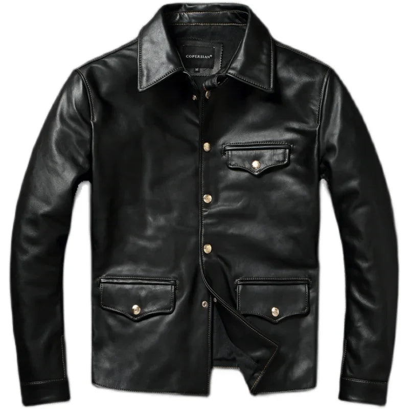 Genuine Horsehide Leather Jackets for Men Leather Jacket Spring Autumn Jaquetas Masculina De Couro кожаная куртка мужская